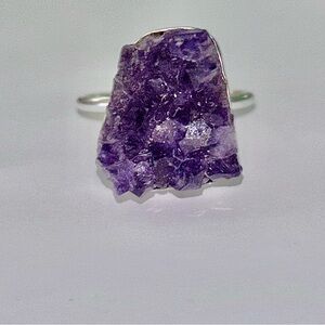 Raw Amethyst Geode Ring